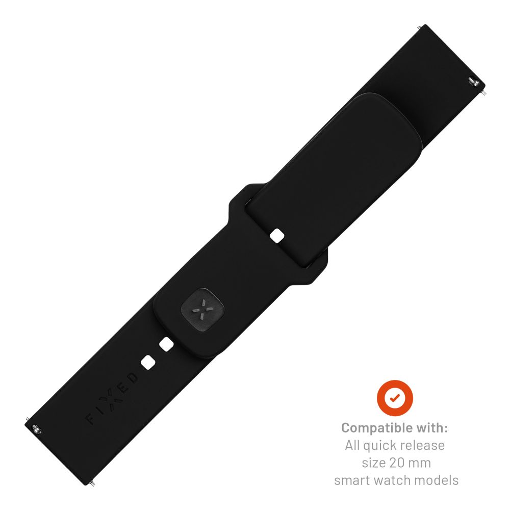 Pas Fixed Silicone Sporty za Samsung Galaxy Watch / Huawei Watch Series, 20mm, Črna