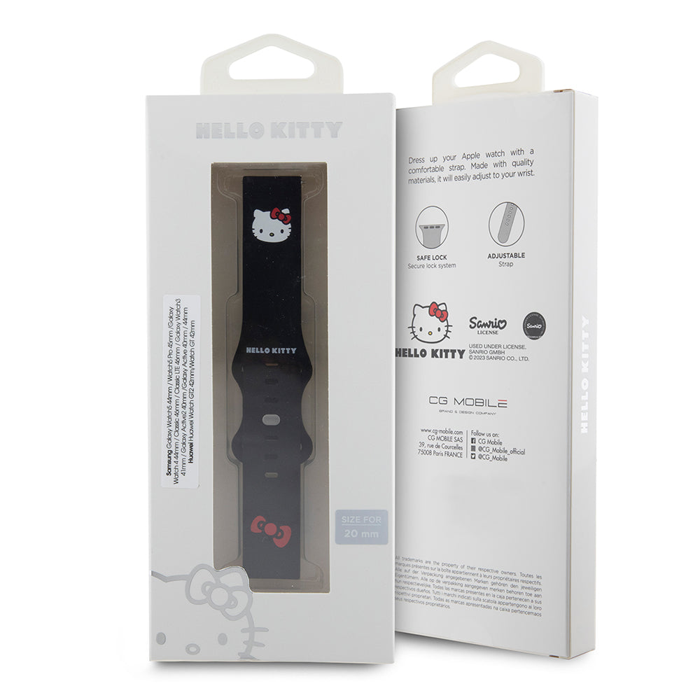 Pas Hello Kitty Silicone Kitty Head za Samsung Galaxy Watch / Huawei Watch Series, Črna