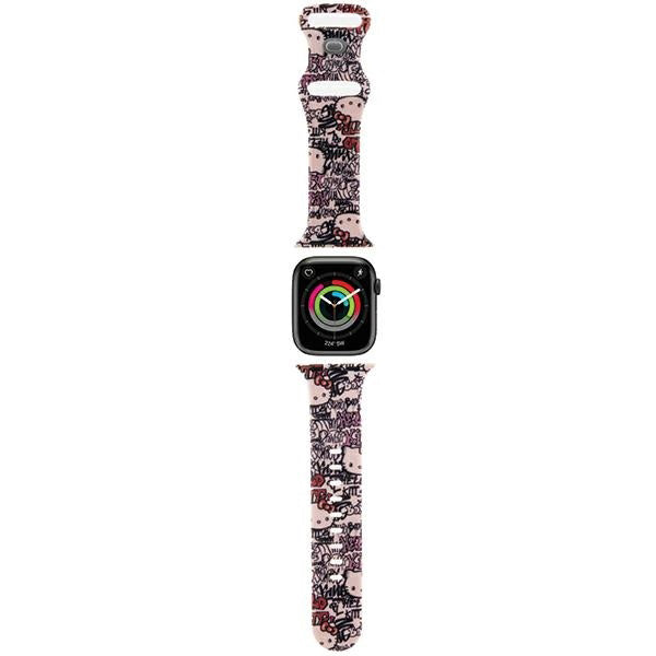 Pas Hello Kitty Silicone Tags Graffiti za Apple Watch 42mm / 41mm / 40mm / 38mm Series, Roza
