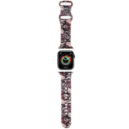 Pas Hello Kitty Silicone Tags Graffiti za Apple Watch 42mm / 41mm / 40mm / 38mm Series, Roza