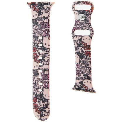 Pas Hello Kitty Silicone Tags Graffiti za Apple Watch 42mm / 41mm / 40mm / 38mm Series, Roza