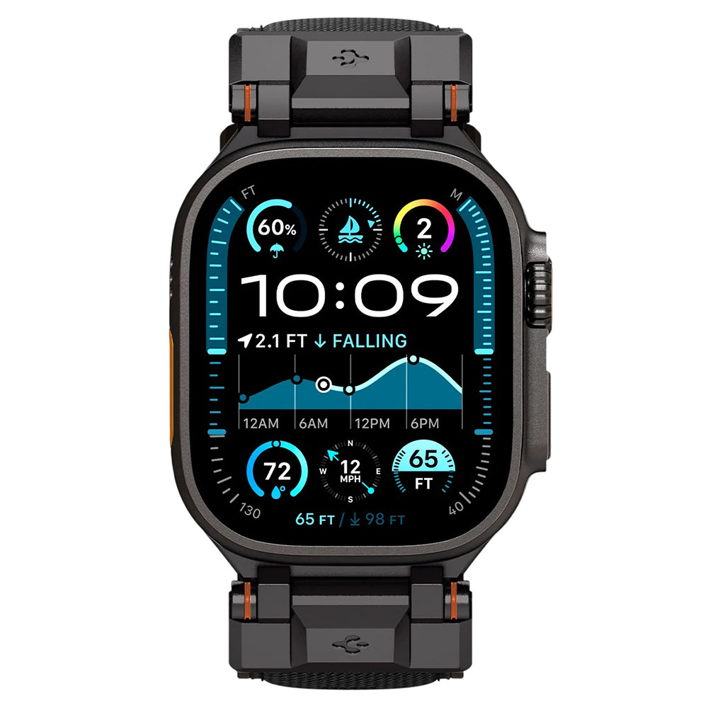 Trak Spigen DuraPro Armor za Apple Watch 49mm / 46mm / 45mm / 44mm / 42mm serije, črna AMP06065
