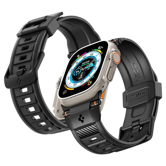 Trak Spigen Rugged za Apple Watch 49mm / 46mm / 45mm / 44mm / 42mm serije, črna AMP07105