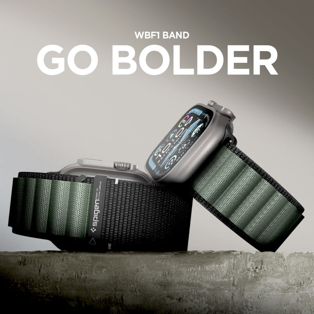 Pas Spigen WBF1 za Apple Watch 49mm / 46mm / 45mm / 44mm Series, črno zelen