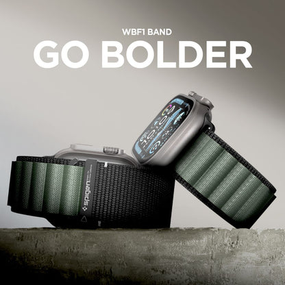 Pas Spigen WBF1 za Apple Watch 49mm / 46mm / 45mm / 44mm Series, črno zelen