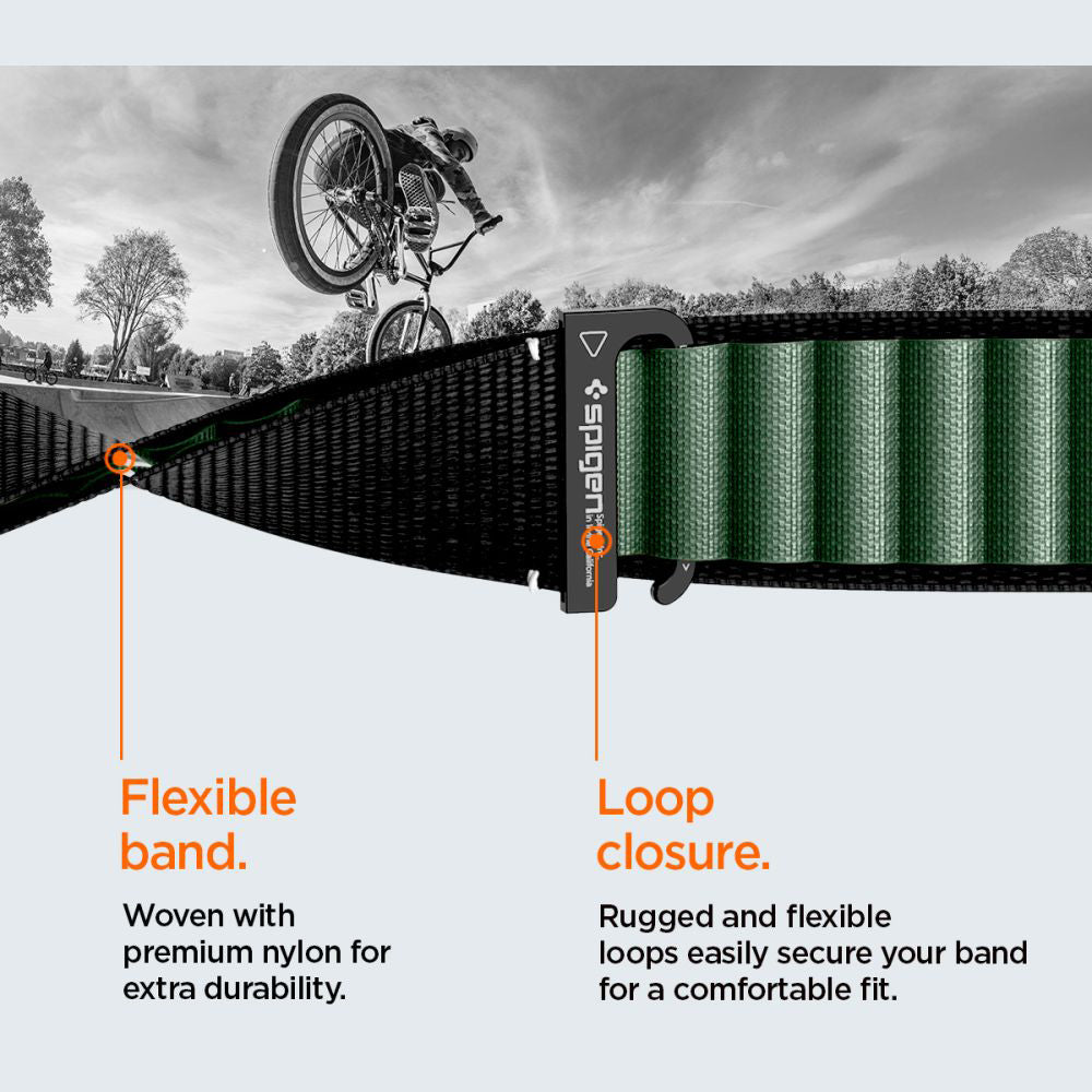 Pas Spigen WBF1 za Apple Watch 49mm / 46mm / 45mm / 44mm Series, črno zelen