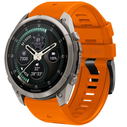 Silikonski pašček Techsuit za Garmin Fenix 5 / 6 / 6 Pro / 7 / 8 / 8 Pro / E / 9 / 9 Pro, oranžen