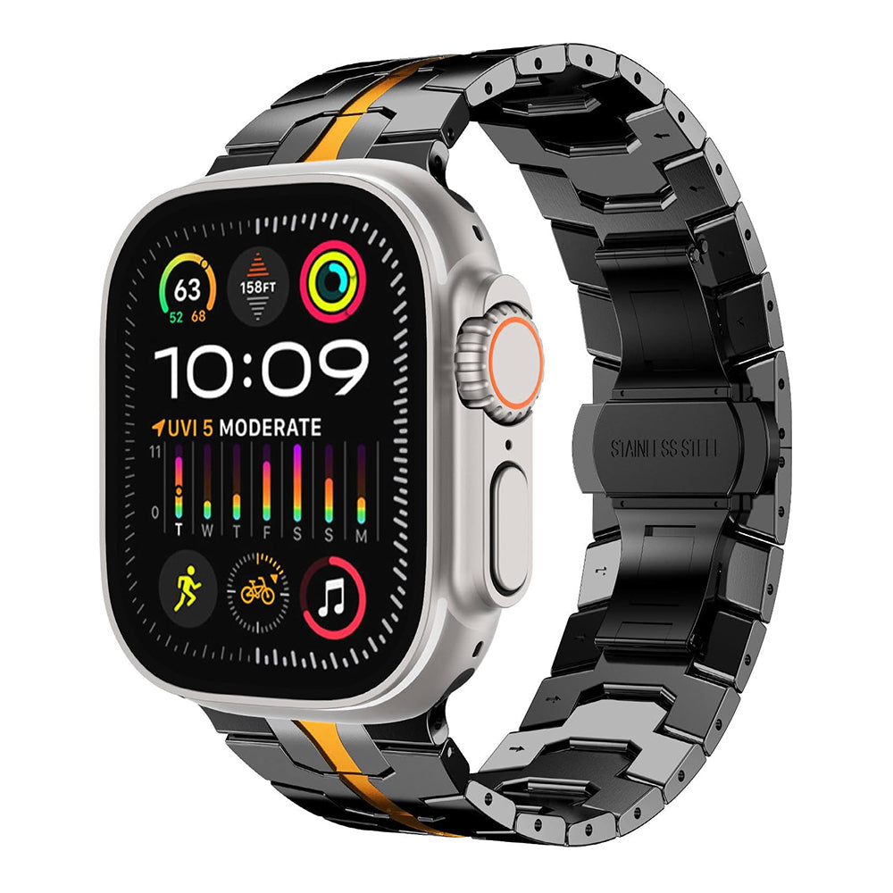 Pas Techsuit W063 za Apple Watch 49mm / 46mm / 45mm / 44mm / 42mm Series, Črno Oranžen