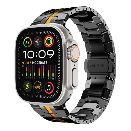 Pas Techsuit W063 za Apple Watch 49mm / 46mm / 45mm / 44mm / 42mm Series, Črno Oranžen