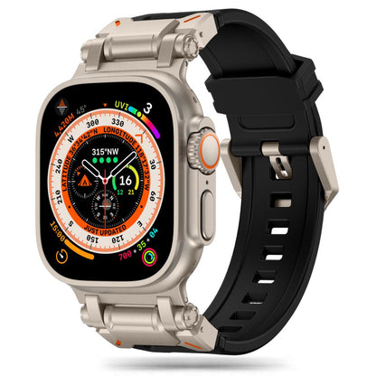 Pas Techsuit W064 za Apple Watch 49mm / 46mm / 45mm / 44mm / 42mm Series, Črno Srebrna