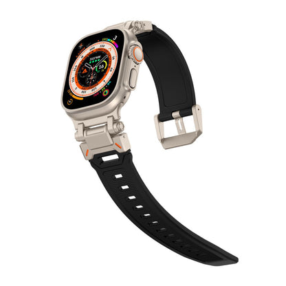 Pas Techsuit W064 za Apple Watch 49mm / 46mm / 45mm / 44mm / 42mm Series, Črno Srebrna