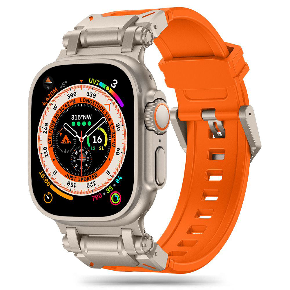Pas Techsuit W064 za Apple Watch 49mm / 46mm / 45mm / 44mm / 42mm Series, Srebrno Oranžen