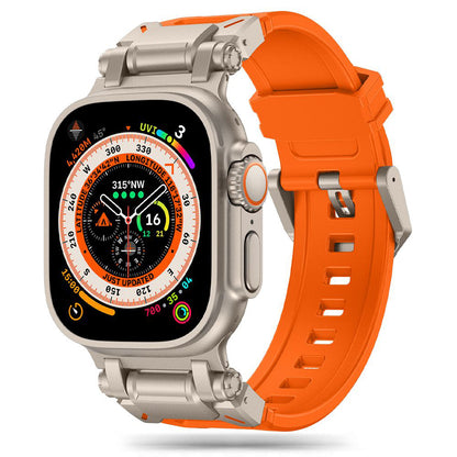 Pas Techsuit W064 za Apple Watch 49mm / 46mm / 45mm / 44mm / 42mm Series, Srebrno Oranžen