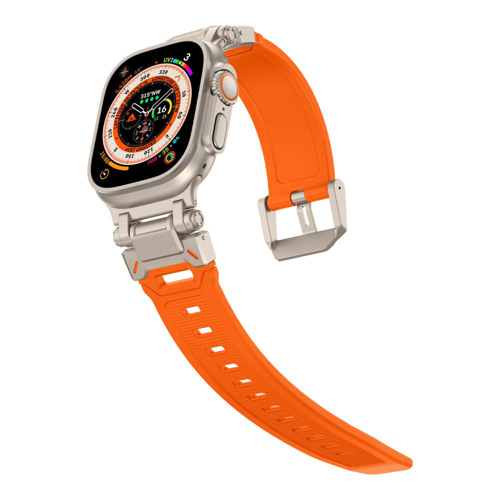 Pas Techsuit W064 za Apple Watch 49mm / 46mm / 45mm / 44mm / 42mm Series, Srebrno Oranžen