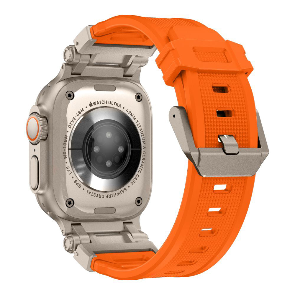 Pas Techsuit W064 za Apple Watch 49mm / 46mm / 45mm / 44mm / 42mm Series, Srebrno Oranžen