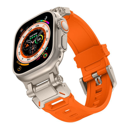 Pas Techsuit W064 za Apple Watch 49mm / 46mm / 45mm / 44mm / 42mm Series, Srebrno Oranžen