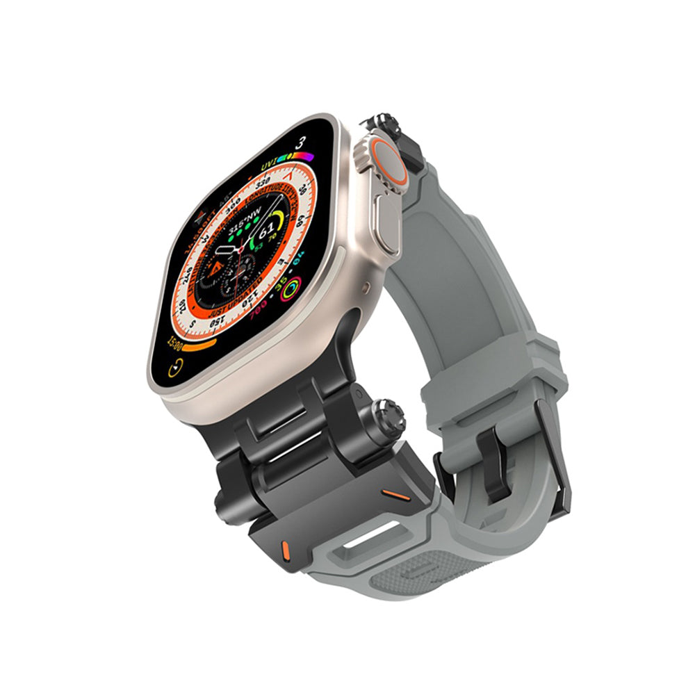 Pas Techsuit W064 za Apple Watch 49mm / 46mm / 45mm / 44mm / 42mm Series, Črno Siva