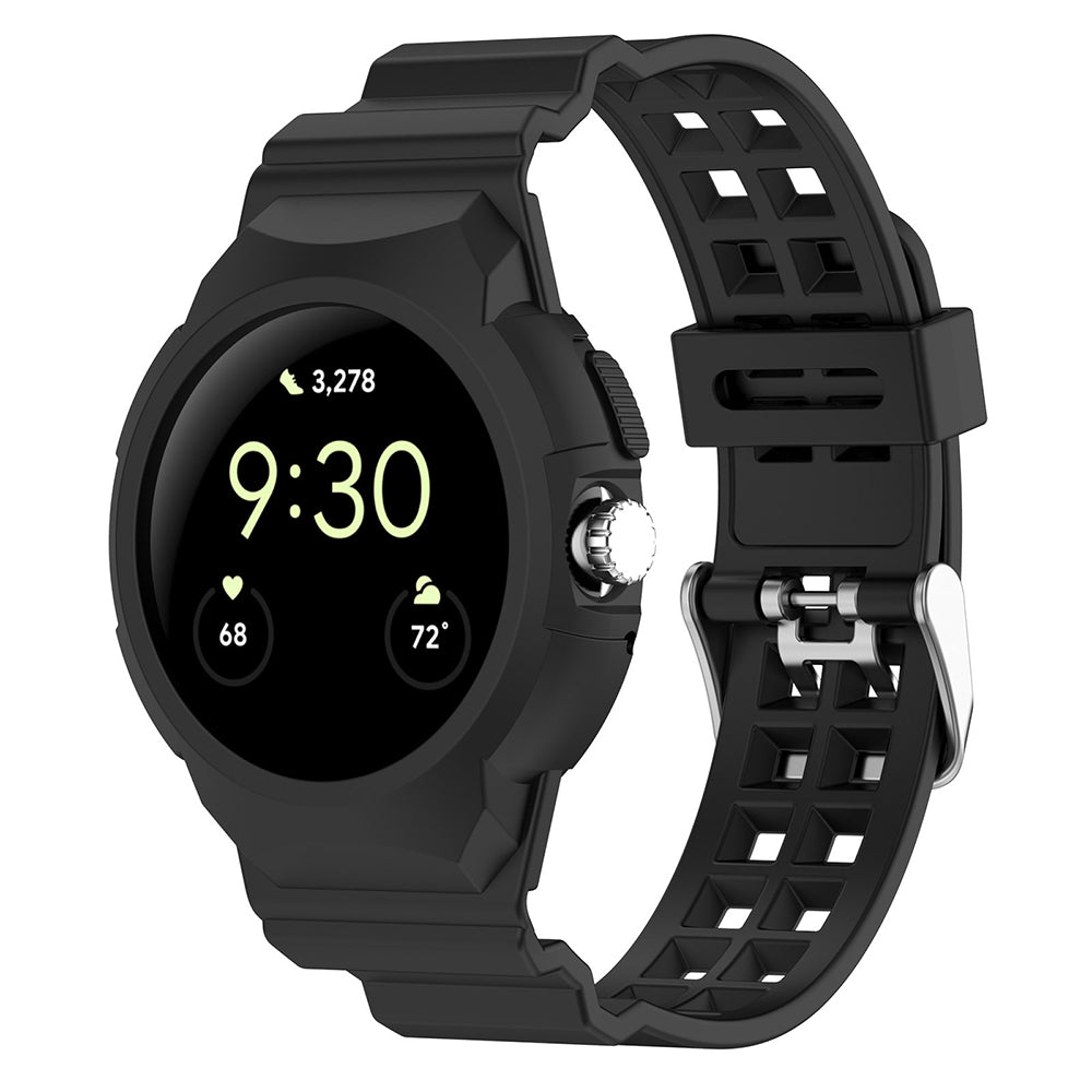 Pas Techsuit W065 za Google Pixel Watch 3 41mm / Watch 2 / Watch, Črna