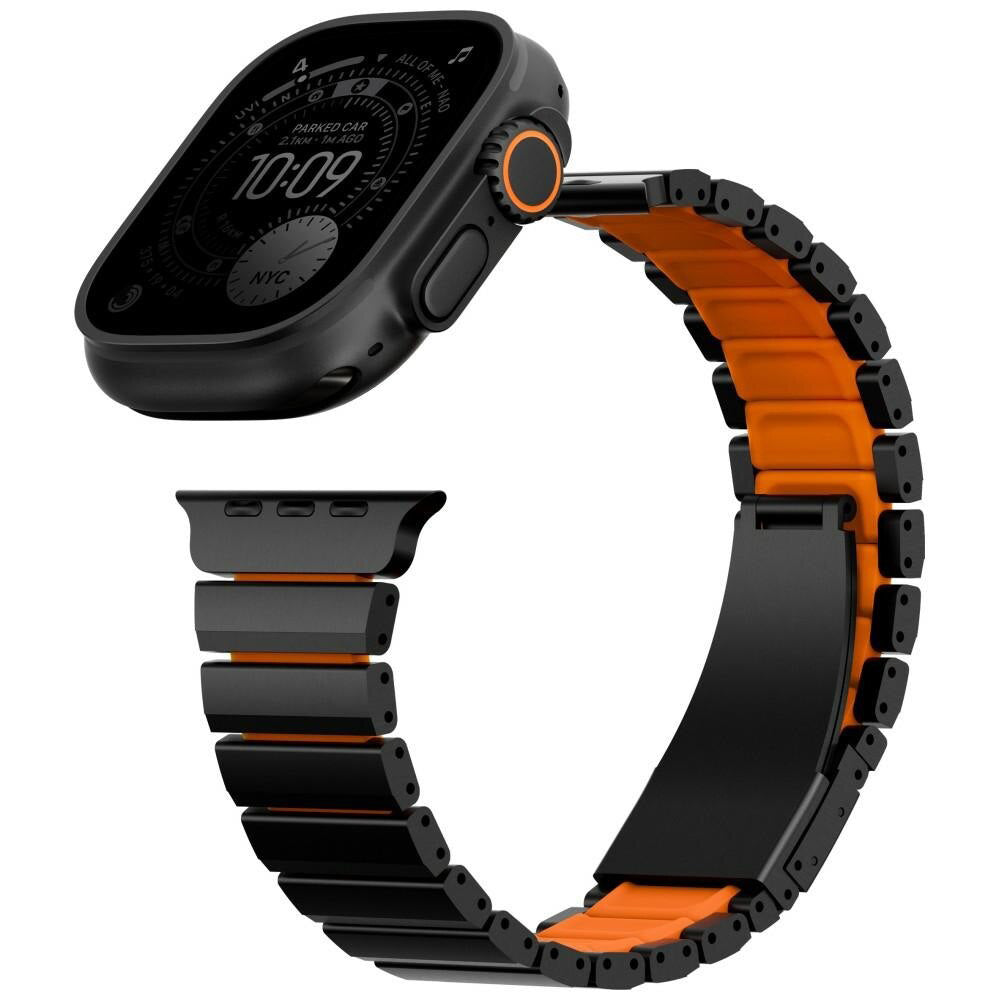 UNIQ Strova Flex Strap for Apple Watch 49mm / 46mm / 45mm / 44mm / 42mm Series, Black Orange