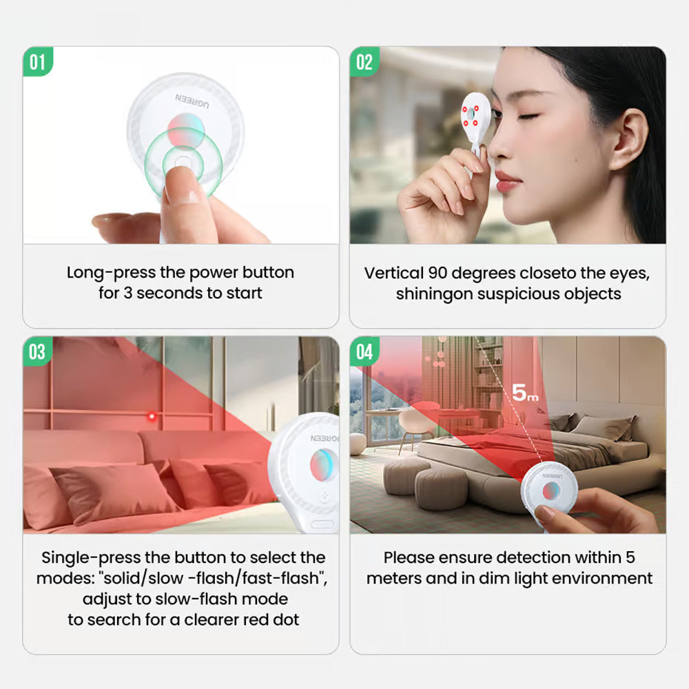 Detektor skritih kamer UGREEN LP793 (35579), črn