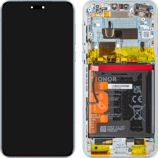 Zaslon s funkcijo na dotik Honor Magic7 Pro, z okvirjem in baterijo, modra (Breeze Blue), servisni paket 0235AMRP