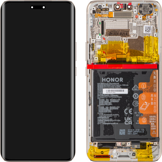 Zaslon na dotik z zaslonom na dotik Honor Magic6 Pro, z okvirjem in baterijo, zlat, servisni paket 0235ALRA 