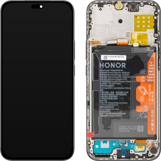 Honor X8c Display with Touchscreen, Frame and Battery, Black (Midnight Black), Service Pack 0235AMXP