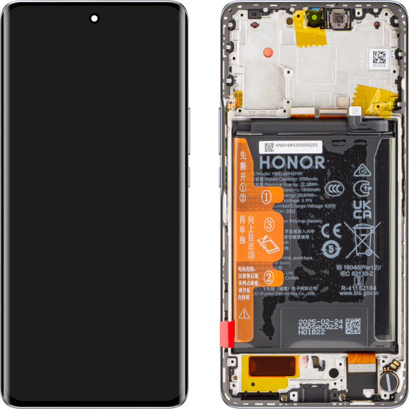 Zaslon s Touchscreenom Honor X50, z Okvirjem in Baterijo, Srebrn, Service Pack 0235AGJH