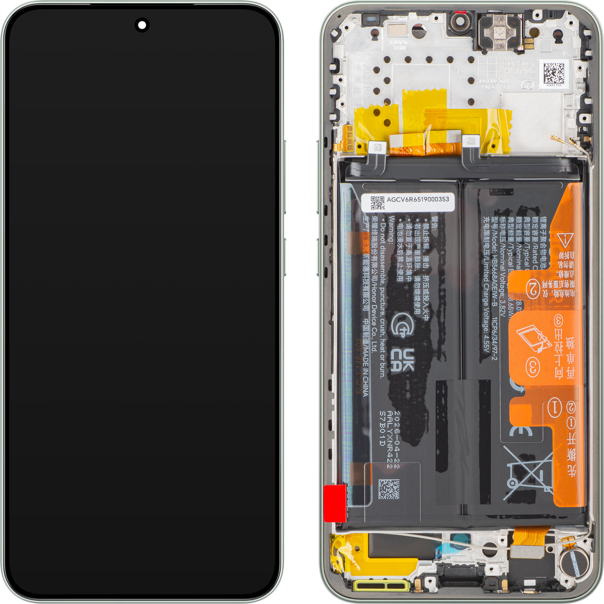 Zaslon s touchscreenom Honor Magic8 Lite, z okvirjem in baterijo, zelena (Forest Green), servisni paket 0235ARUU