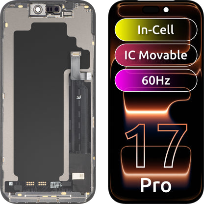 JK zaslon na dotik za Apple iPhone 17 Pro, z okvirjem, različica LCD In-Cell IC Movable, črna