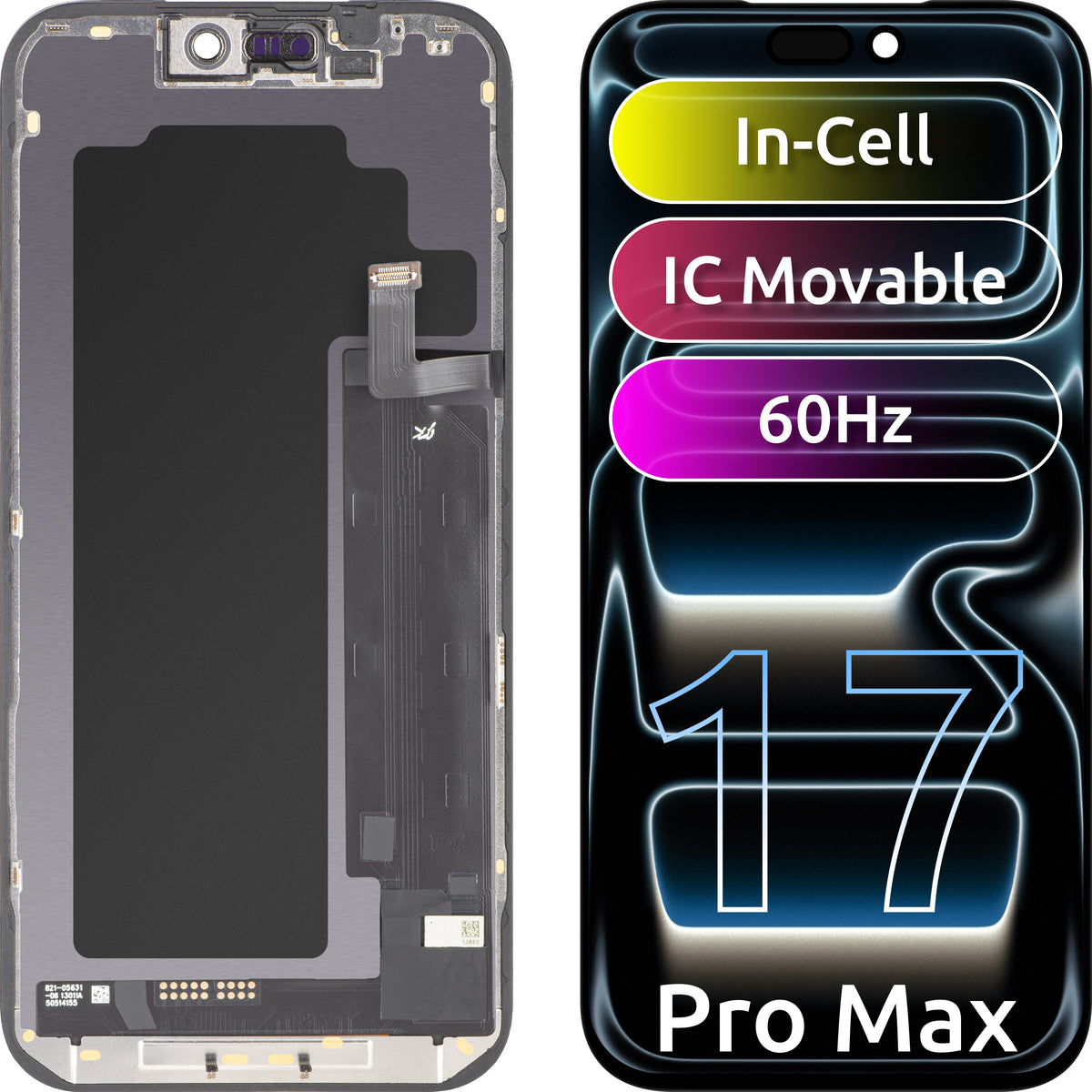 JK zaslon na dotik za Apple iPhone 17 Pro Max, z okvirjem, različica LCD In-Cell IC premakljiv, črna