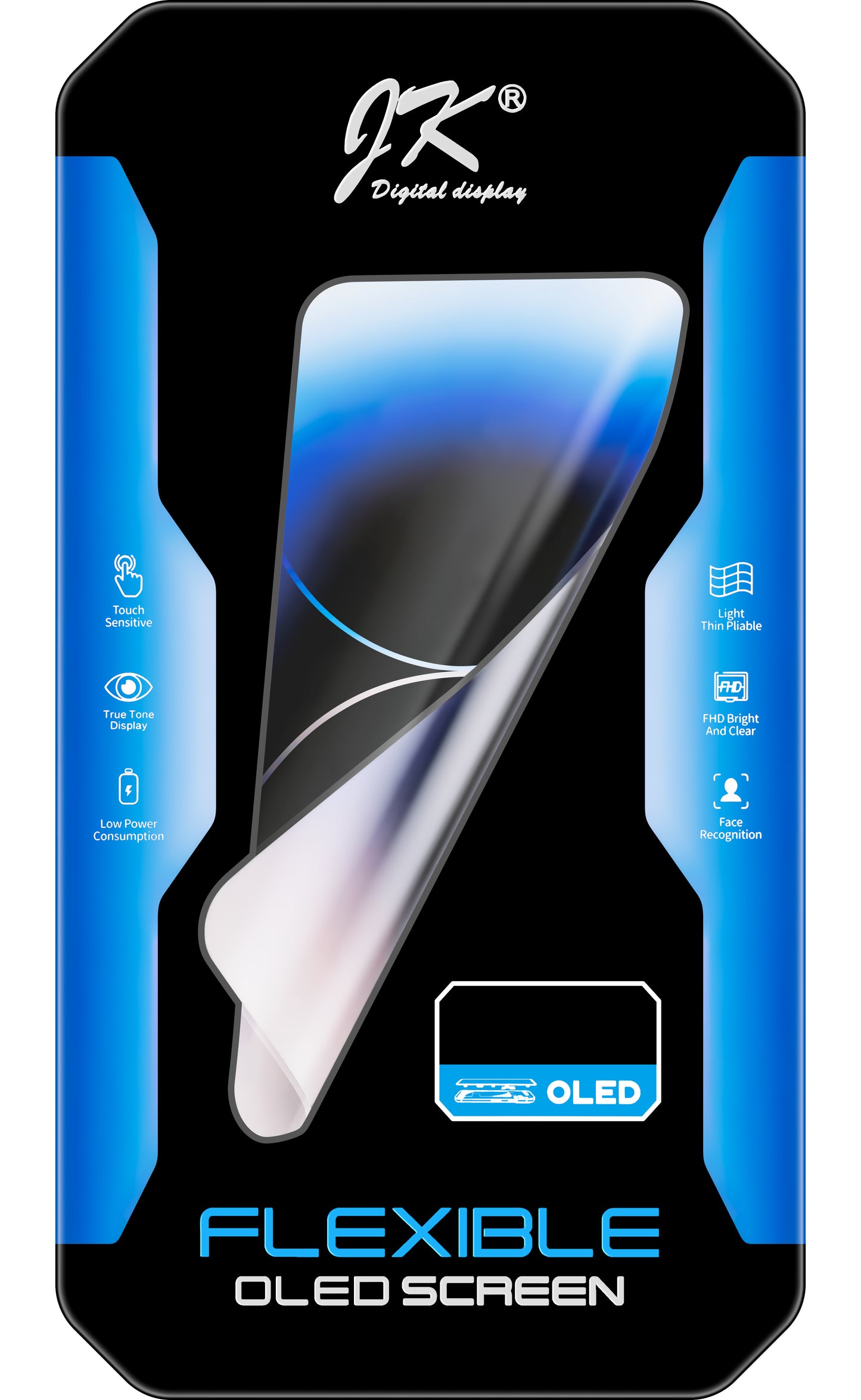 Zaslon s tehnologijo na dotik JK za Apple iPhone 11 Pro Max, z okvirjem, različica OLED IC Movable, črna