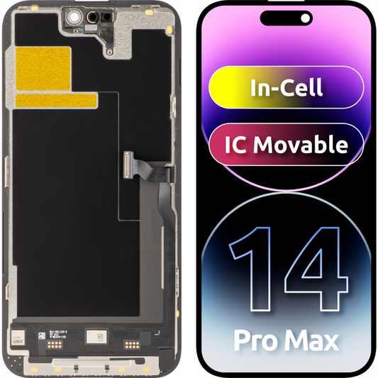 JK zaslon na dotik za Apple iPhone 14 Pro Max, z okvirjem, različica s premičnim zaslonom LCD v celici, črna