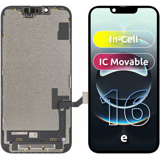 Zaslon s tehnologijo na dotik JK za Apple iPhone 16e, z okvirjem, različica LCD In-Cell IC Movable, črn
