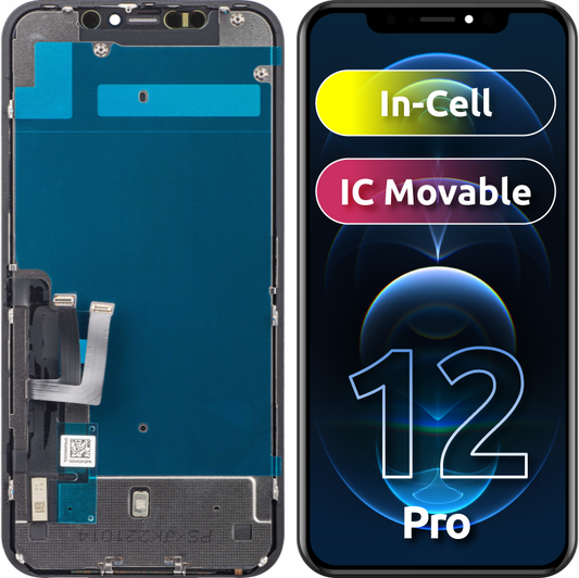 JK Zaslon na dotik za Apple iPhone 12 / 12 Pro, z okvirjem, izvedba LCD v celici, črn