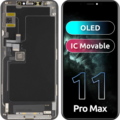 Zaslon s tehnologijo na dotik JK za Apple iPhone 11 Pro Max, z okvirjem, različica OLED IC Movable, črna
