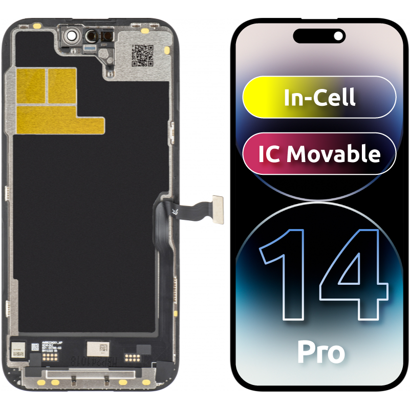 JK zaslon na dotik za Apple iPhone 14 Pro, z okvirjem, različica z gibljivim zaslonom LCD v celici, črna 