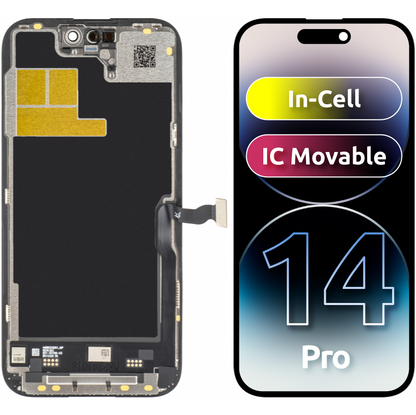 JK zaslon na dotik za Apple iPhone 14 Pro, z okvirjem, različica z gibljivim zaslonom LCD v celici, črna 