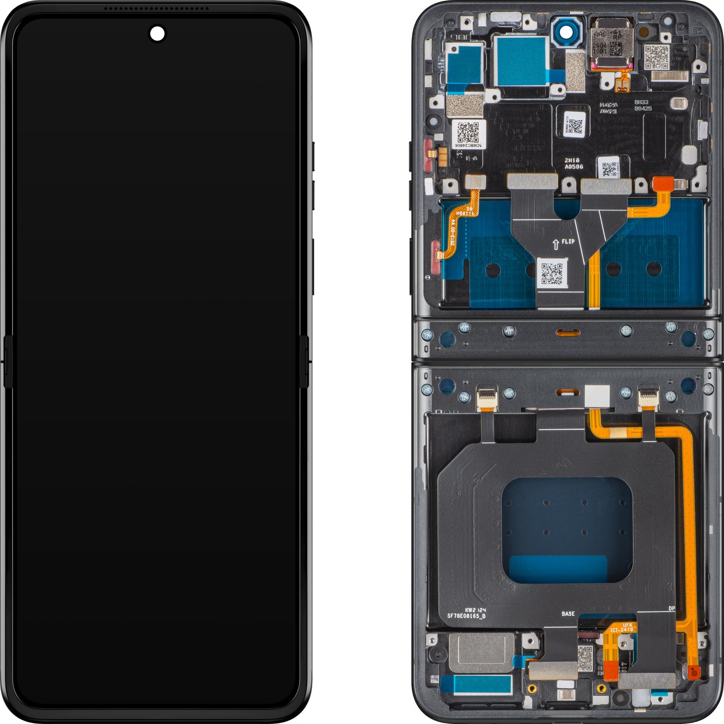Zaslon na dotik Motorola Razr 2024 / Razr 50, z okvirjem, Sub Inner, siva (Steel Wool), Service Pack 5D68C24806