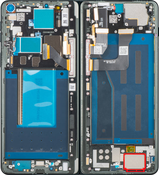 Zaslon na dotik Motorola Razr Fold, z okvirjem, pod notranjim delom, črn (Pantone Blackened Blue) Service Pack 5D68C32444