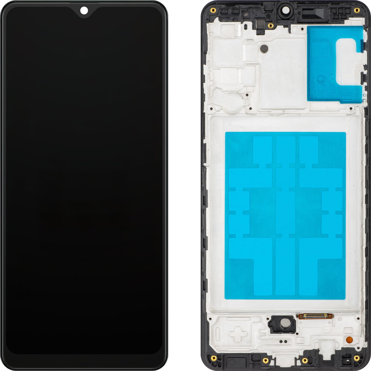 Zaslon s tehnologijo na dotik MP, združljiv s Samsung Galaxy A31 A315, s okvirjem, črn