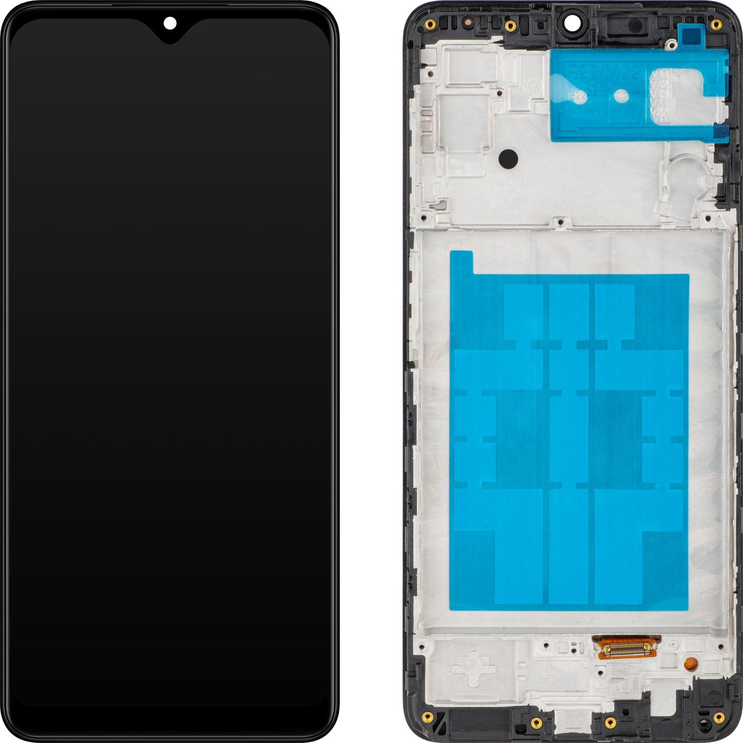 Zaslon s tehnologijo na dotik MP, združljiv s Samsung Galaxy M22 M225, s okvirjem, črn