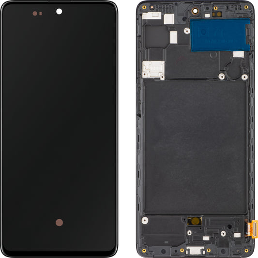 MP zaslon na dotik, združljiv s Samsung Galaxy A71 A715, z okvirjem, OLED različica, črn, zamenjava
