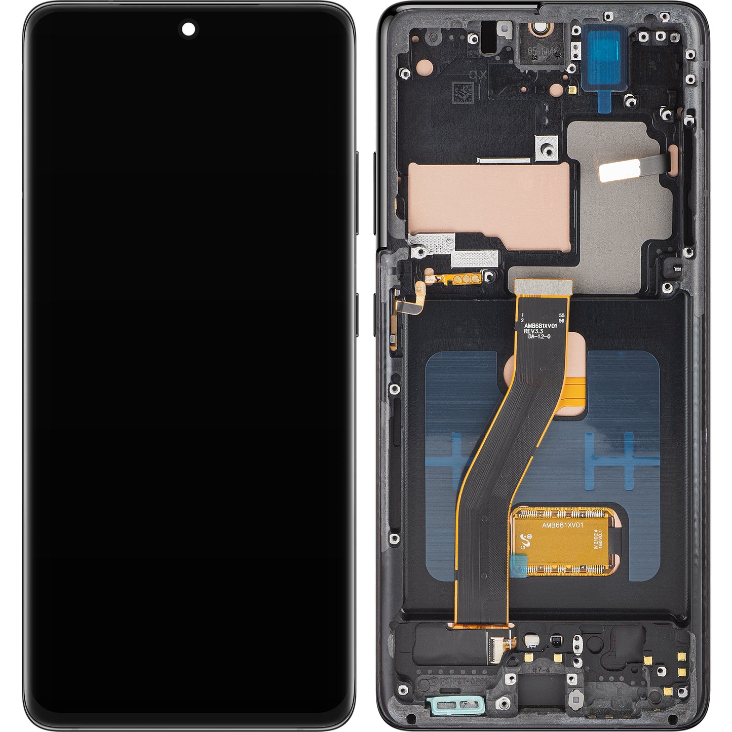 Zaslon na dotik MP, združljiv s Samsung Galaxy S21 Ultra 5G G998, z okvirjem, OLED različica, črn