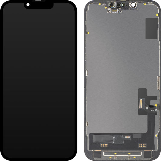 Zaslon s tehnologijo na dotik MP, združljiv z Apple iPhone 14, s okvirjem, različica Soft OLED IC Movable FHD, črna