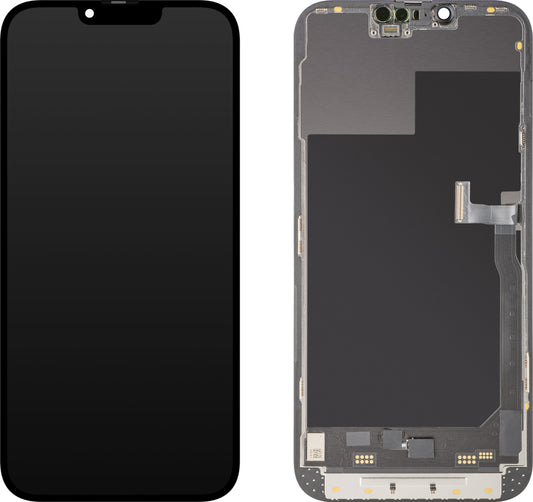 Zaslon s tehnologijo na dotik MP, združljiv z Apple iPhone 13 Pro Max, z okvirjem, različica Soft OLED 120Hz FHD Diagnostic, črna