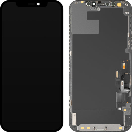 Zaslon s tehnologijo na dotik MP, združljiv z Apple iPhone 12 / 12 Pro, z okvirjem, različica OLED Diagnostic, črna