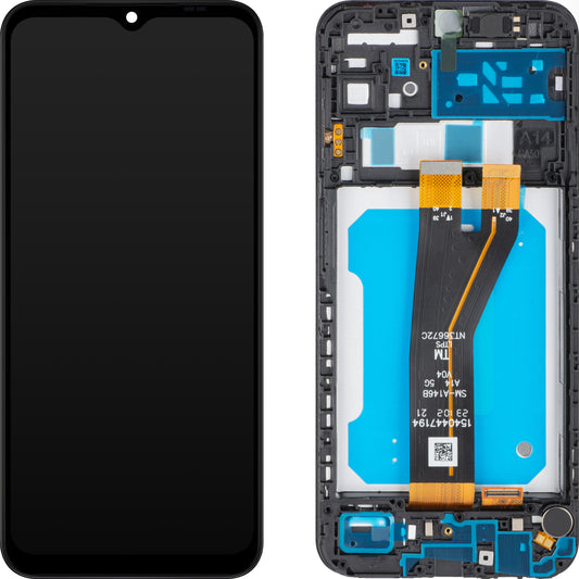 Zaslon na dotik MP, združljiv s Samsung Galaxy A14 5G A146, s okvirjem, različica za neevropski trg, črna