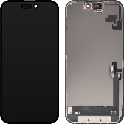 Zaslon na dotik MP, združljiv z Apple iPhone 16, z okvirjem, različica Soft OLED FHD Diagnostic, črn