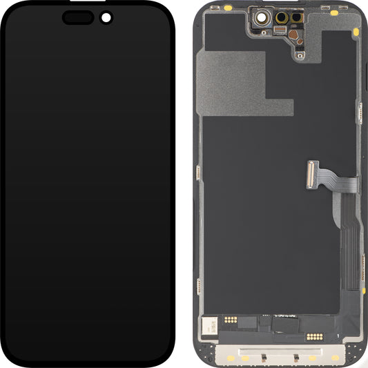 Zaslon s tehnologijo na dotik MP, združljiv z Apple iPhone 14 Pro, z okvirjem, različica OLED FHD Diagnostic, črn